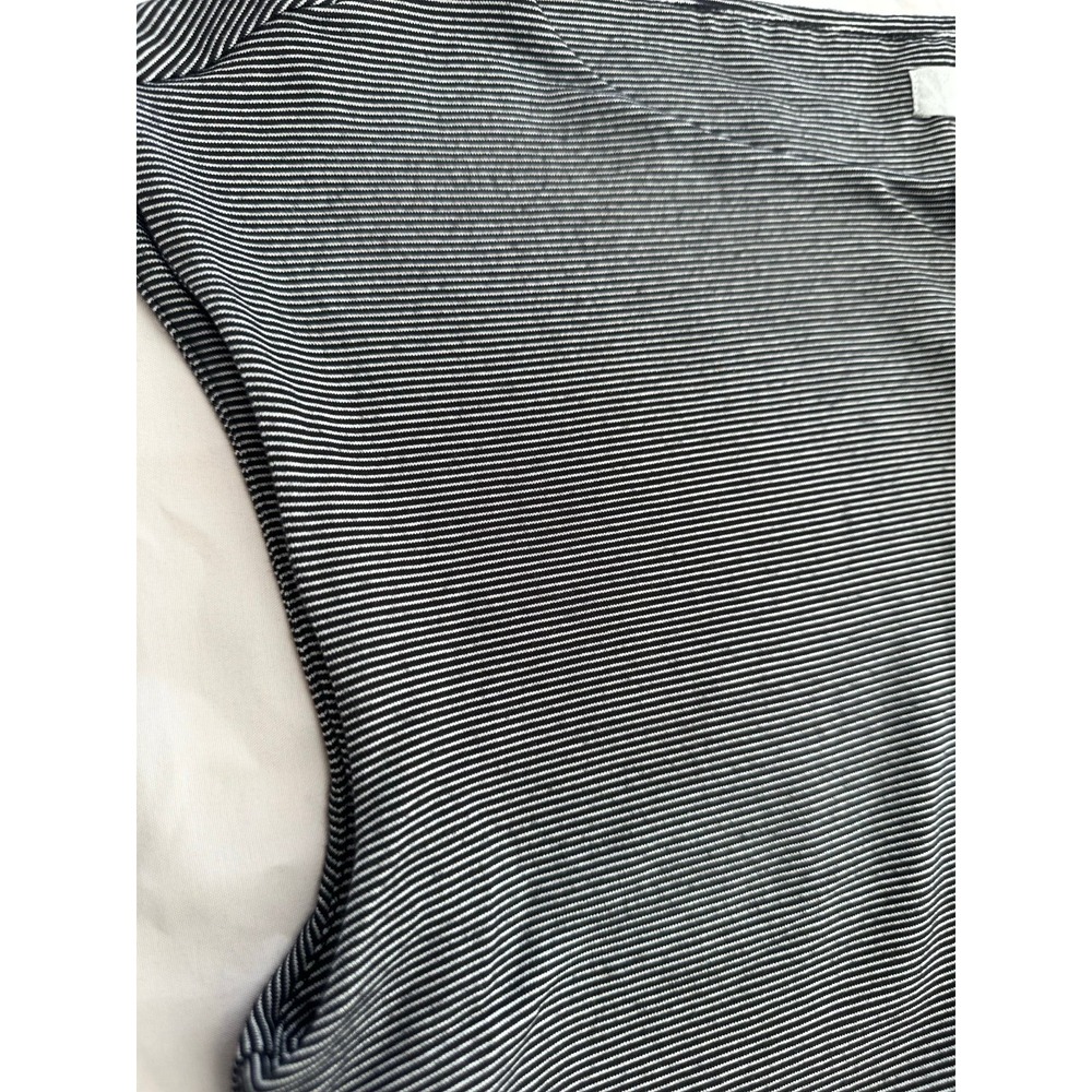 ATHLETA Micro Stripe Westwood Ruched Dress Black White Sz medium - Picture 3 of 5